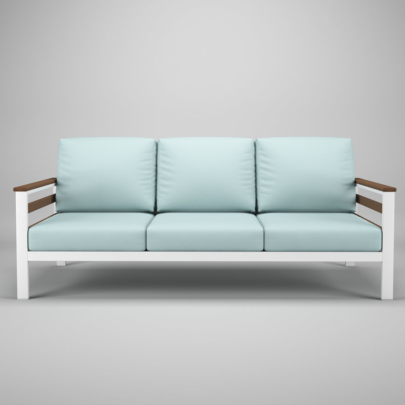 Canapé d'extérieur en métal avec coussin Sunbrella Townsend, Bliss Dew