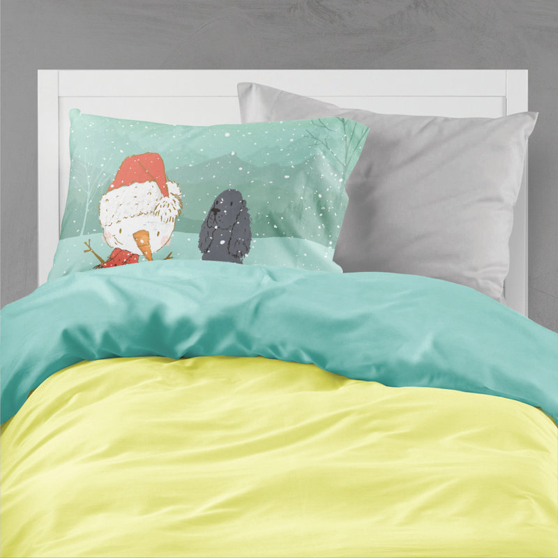 Snowman Christmas Microfiber, Black Spaniel