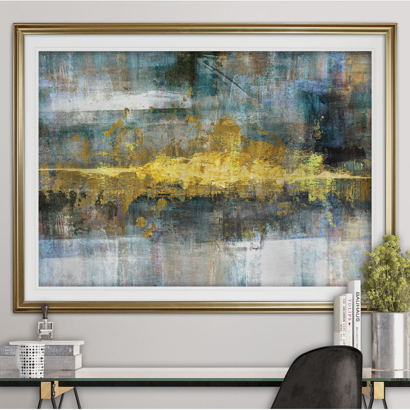 « Frequency », reproduction de peinture, Cadre doré, H 28 po x l 38 po x P 1,5 po