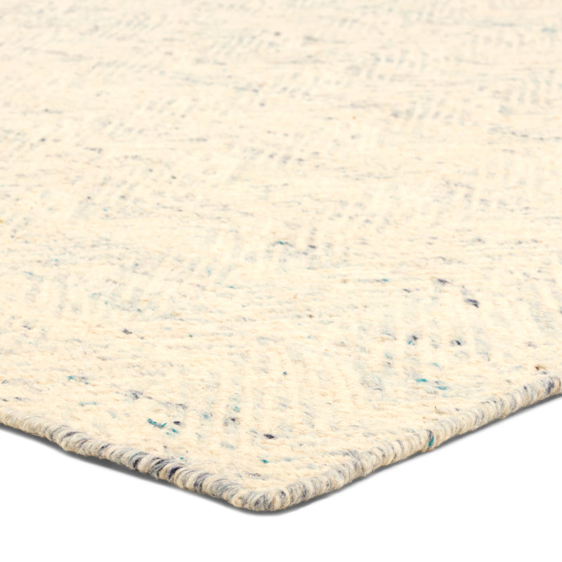 Tapis bleu en laine tissé à la main Littlefield, Rectangle 9 pi 6 po x 13 pi 6 po