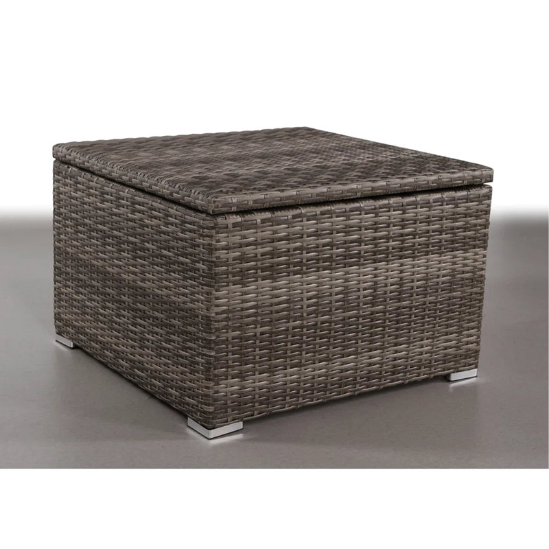 Table de rangement d'extérieur pour coin - mélange de couleur grise, rouille, pieds rayés, rangement moderne facile à nettoyer, profondeur de 33 po, gris, sans assemblage