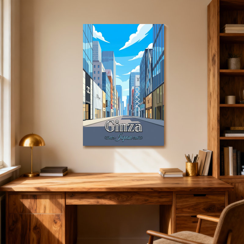 Paysages et paysages urbains avec de grands bâtiments et un ciel bleu, H 40 po x l 28 po