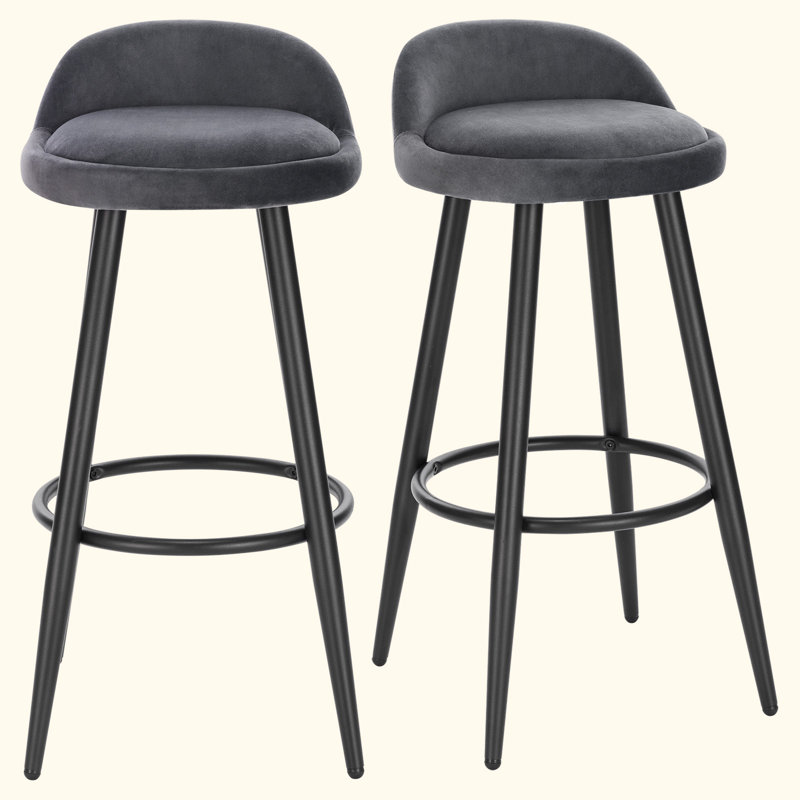 Aaser Upholstered Counter Stool with Metal Frame, Grey
