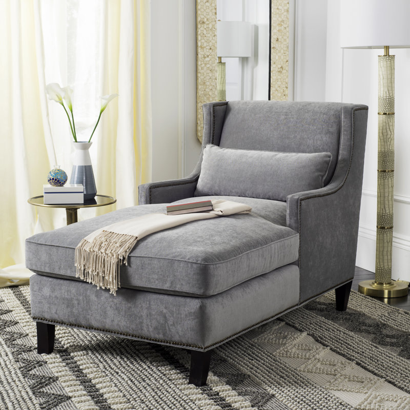 Higdon Velvet Chaise Lounge, Velvet Ash Gray