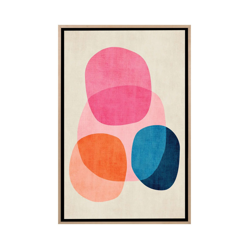 Simple Shapes Pink Wall Art - Wall Art Print - Wrapped Canvas, 26" H x 18" W, Floater Framed Print without Mat, Beige
