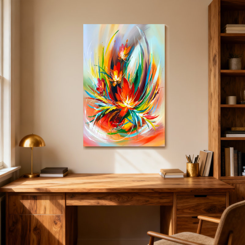 «Plants & Flowers Colorful Abstract Floral Explosion», reproduction d'art sur toile, H 24 po x l 36 po