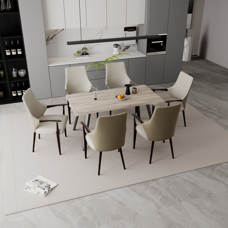 Fauteuil de salle à manger rembourré Elm, Taupe, 1