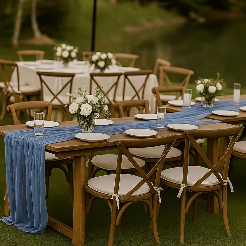 Paquet de 12 chemins de table Dusty Blue Cheesecloth