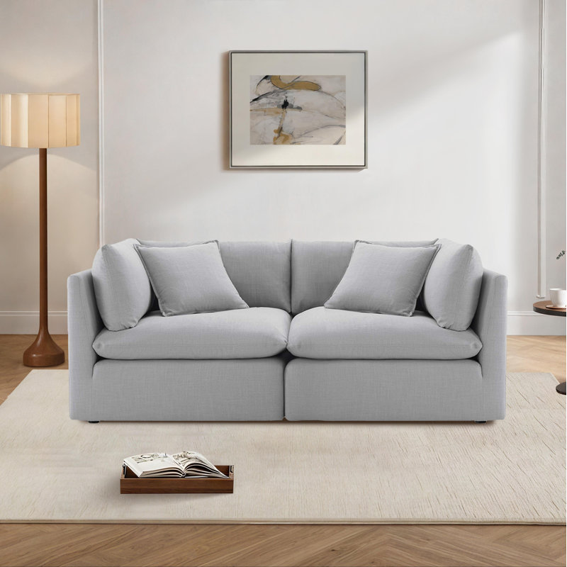 Canapé modulaire rembourré 81 po Annabella, Tissage performant gris Effie