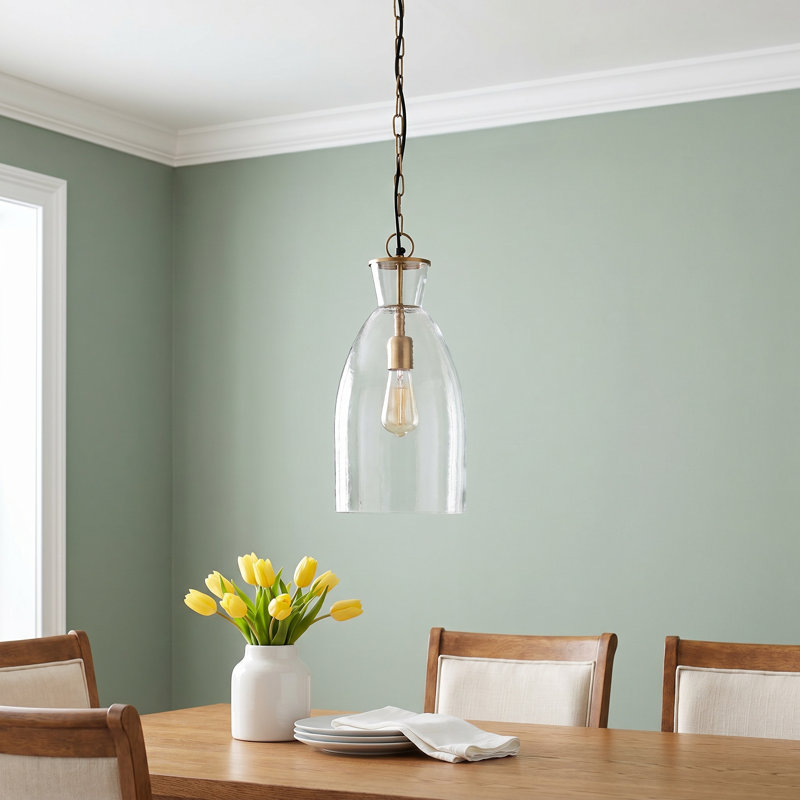 Meeni 1 - Light Brass Bell Pendant, 17"