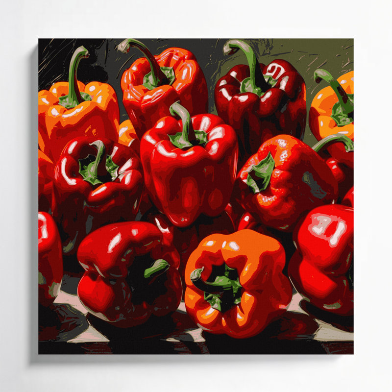 Art mural sur toile poivrons légumes, H 12 po x l 12 po