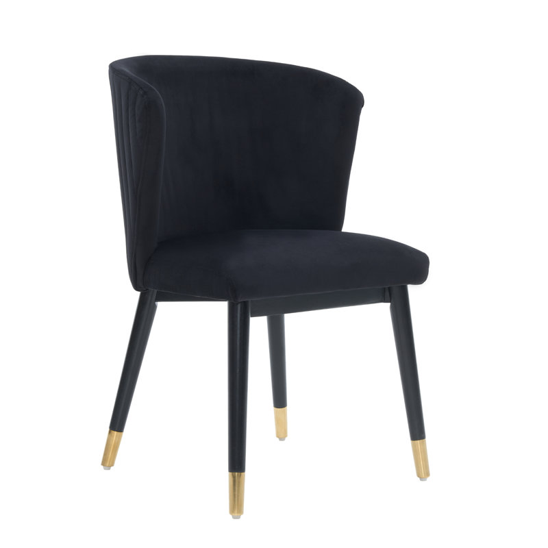 Single Sofina Modern Velvet Dining Chair, Tufted Back, Wooden Frame, Black