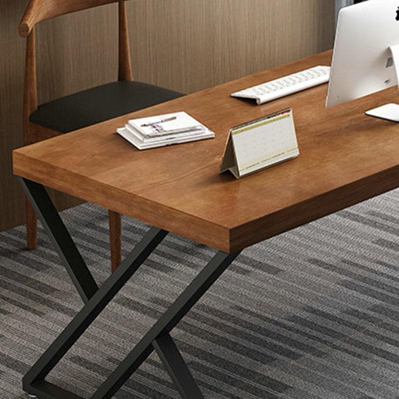 Bureau exquis en bois massif rétro, H 29,52 po x l 86,61 po x P 31,49 po