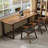 A simple rectangular solid wood desk in walnut color-2030258268