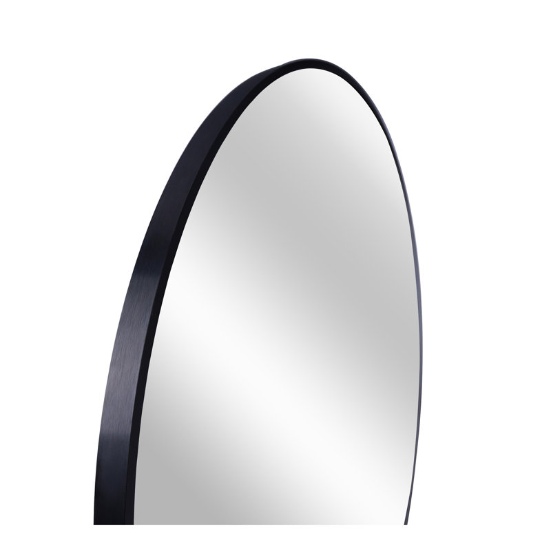 Miroir rond en aluminium pour hommes, Noir, 42 po x 42 po