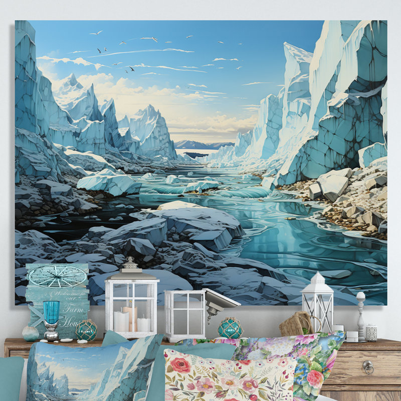 Bittick Glacier Glacial Winter Symphony II - impression, H 16 po x l 32 po, Toile tendue