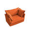Fauteuil orange simple en chenille avec assise profonde, coussins de dossier haut confortables, housses amovibles, installation facile