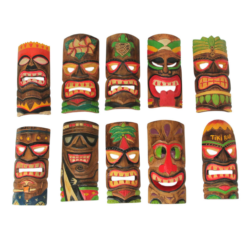 Ensemble de 10 masques tiki hawaïens