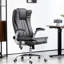 Chaise de bureau à hauteur réglable, grise, avec fonctions de vibration et de chaleur - massage et chauffage gris - revêtement, siège, rabattable, roues pivotantes sécurisées pour le confort au travail