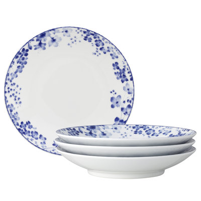Noritake Bloomington Road Blue Set of 4 Rim Pasta Bowls, 9.25 in., 26 oz.