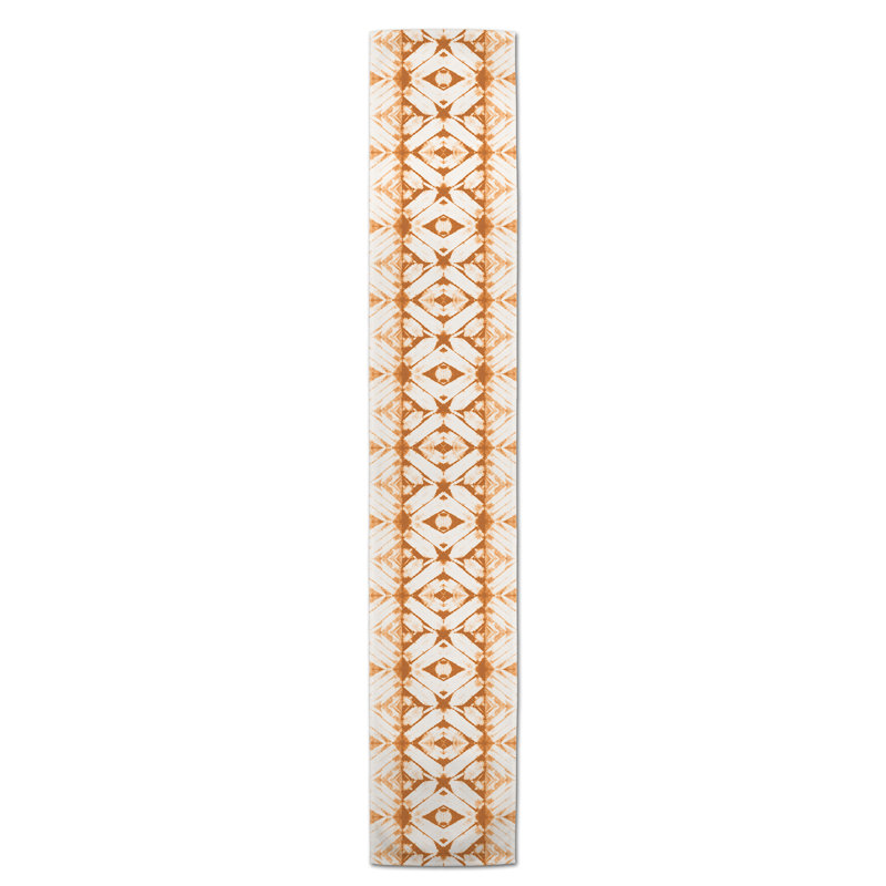 Chemin de table Maghull Diamond Shibori, 72 po x 16 po, Orange