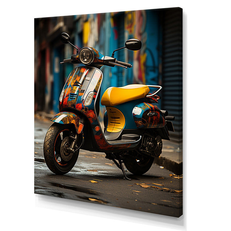 Urban Scooter Street Art, reproduction d'art sur toile, Toile tendue, H 40 po x l 30 po x P 1,5 po