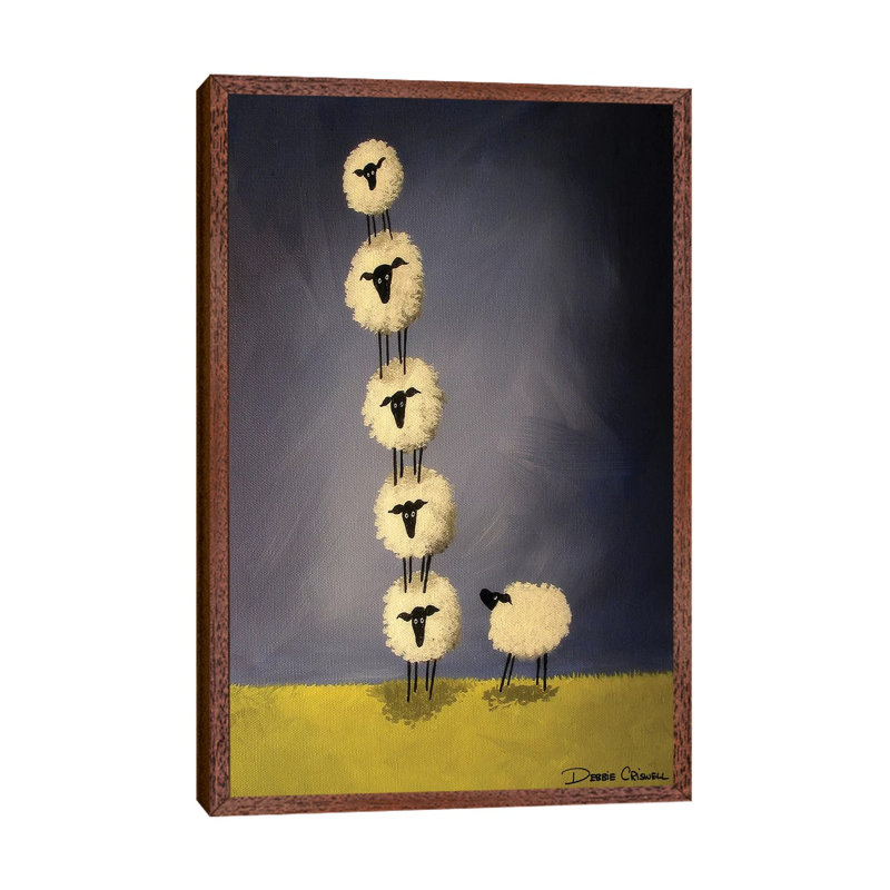Leaning Tower Of Sheepisa by Debbie Criswell - Floater Frame Painting on Canvas, Brown, 66.04cm H x 45.72cm W x 3.81cm D
