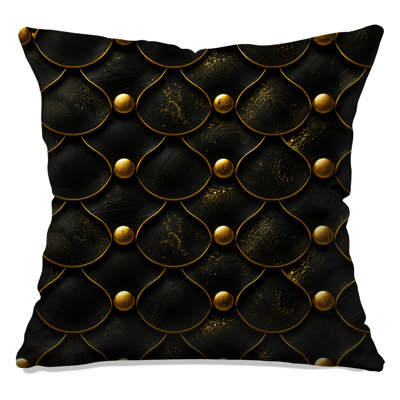 Black Gold Texture Double Sided Throw Pillows