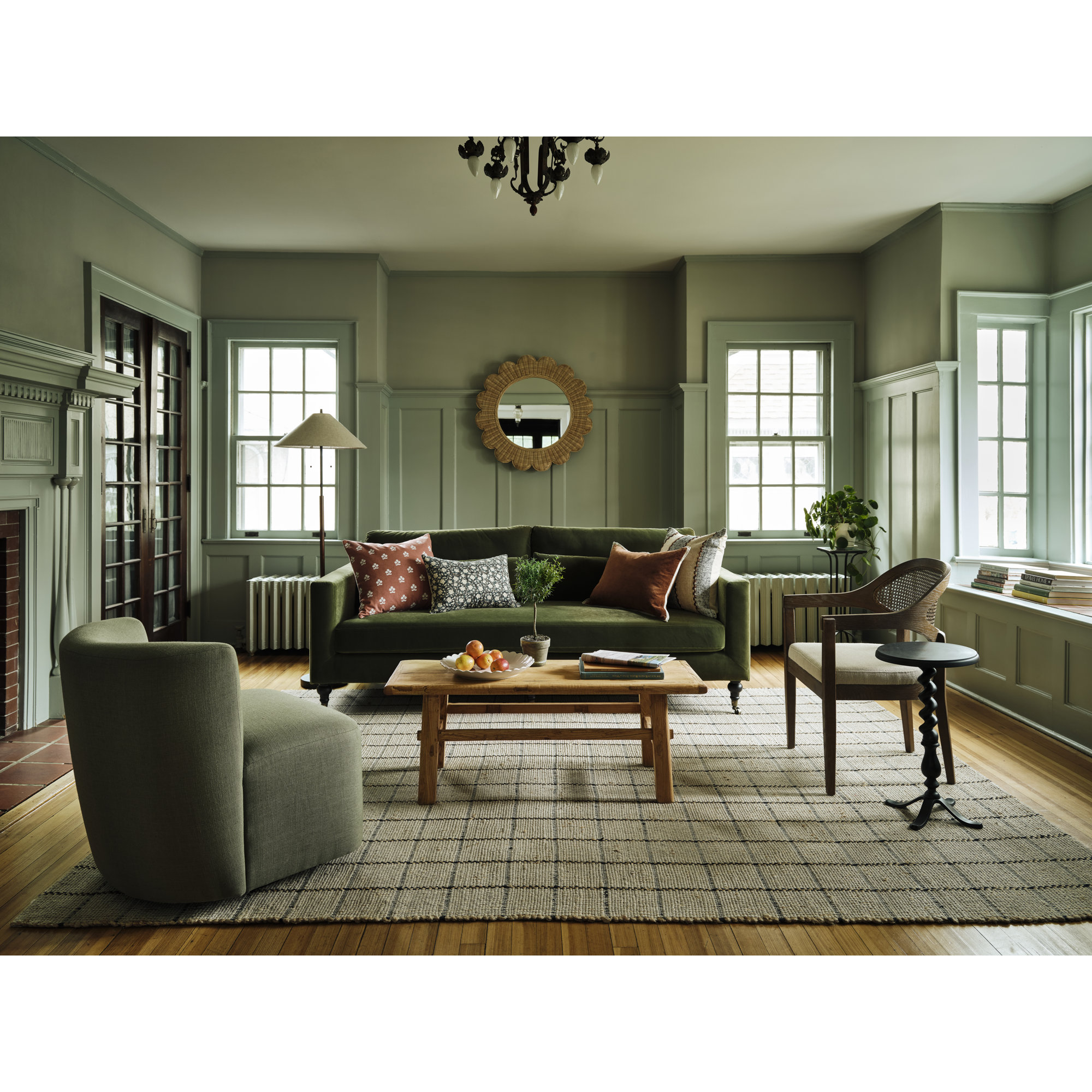 Mariza Upholstered Swivel Accent Chair, Zuma Laurel Textured Linen