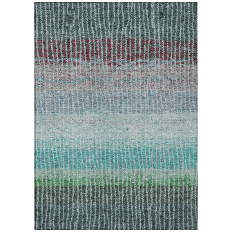 Machine Washable Indoor/Outdoor Matteson ACN2314 Stripes Rug, Rectangle 9' x 12'
