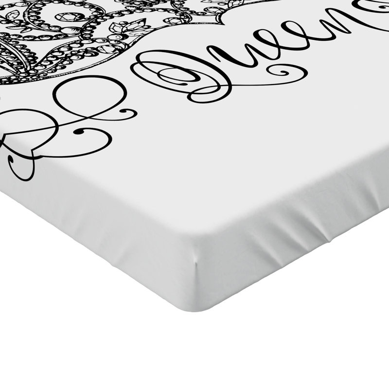 Drap-housse Ambesonne, lot de 2, couronne, baroque, noir et blanc, Ensemble literie pour lit simple