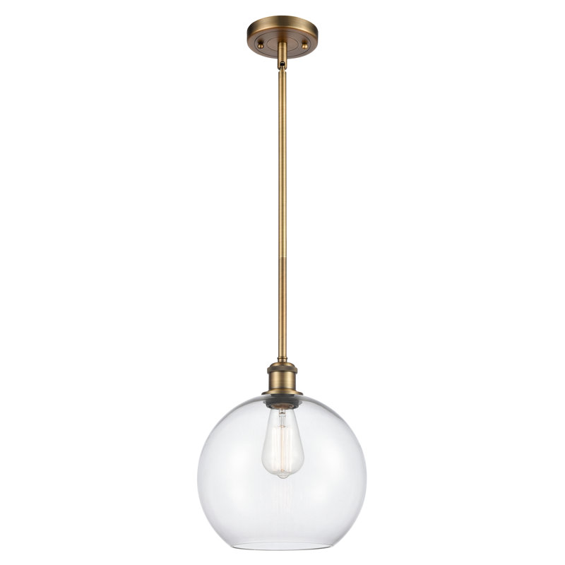 Baran 1-Light Dimmable Globe Pendant, No Bulb Included, Brushed Brass, Clear
