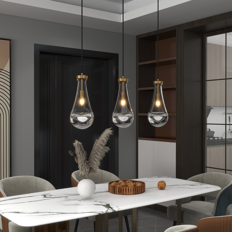 Modern LED E12 Bulb Raindrop Pendant Lights, Gold