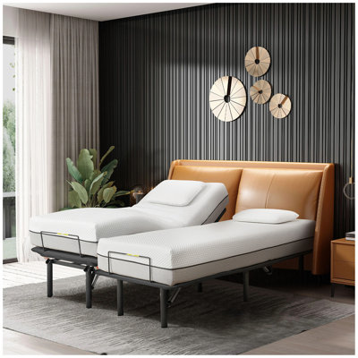 Split King Size Adjustable Bed Base/Bed Frame with Motorized Head and Foot Incline,Zero-Gravity,Wireless Remote(Only Base)