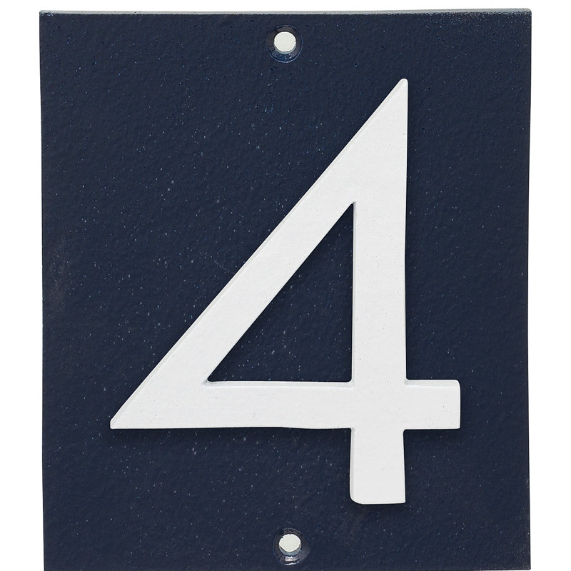 Plaque d’adresse murale sur 1 ligne flottante, Bleu marine, Blanc, Oui