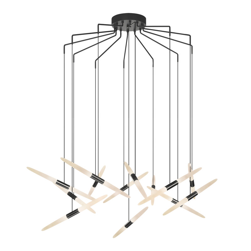 Ballet - lustre à 13 lumières DEL - noir satiné - câble de 240 po