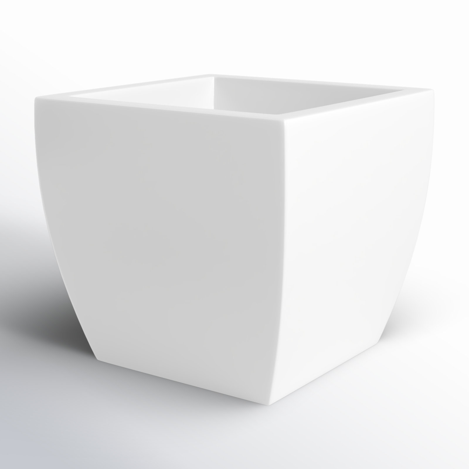 Pacifica Square Curved Planter Box, 14.5" H x 16" W x 16" D, White