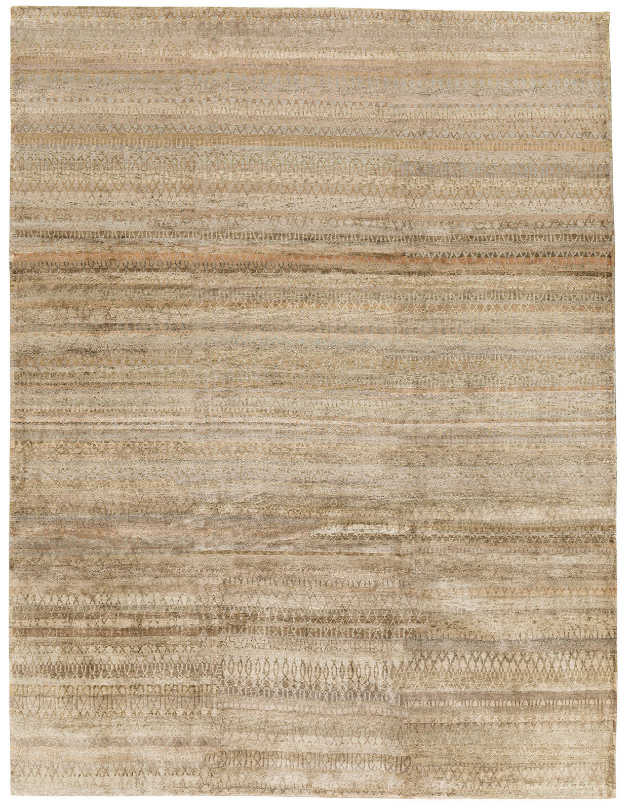 Marquesas Rug Tufenkian One-of-a-Kind Marquesa Hand-Knotted Beige/Green 9' x 12' Silk ...
