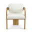 Ensemble de 2 chaises de salle à manger avec dossier coussiné, tissu blanc bouclé, structure en bois massif de couleur naturelle-1261213714-1261213713