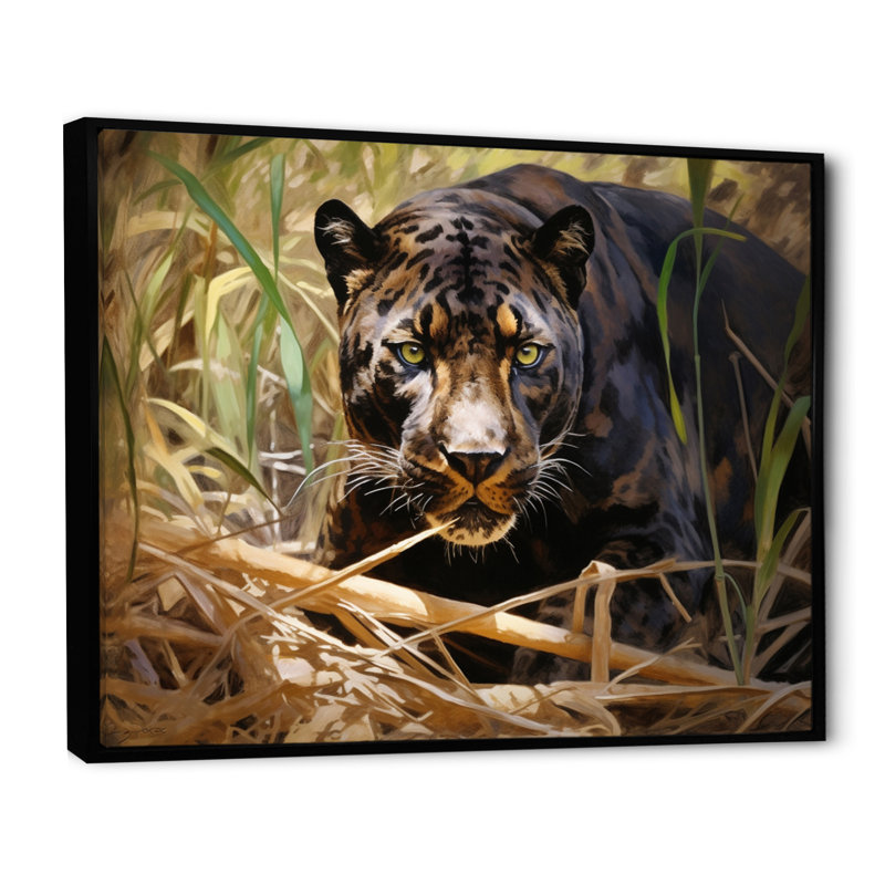 «Black Panther Into The Wild» sur toile, 30" H x 40" W, Cadre flottant noir