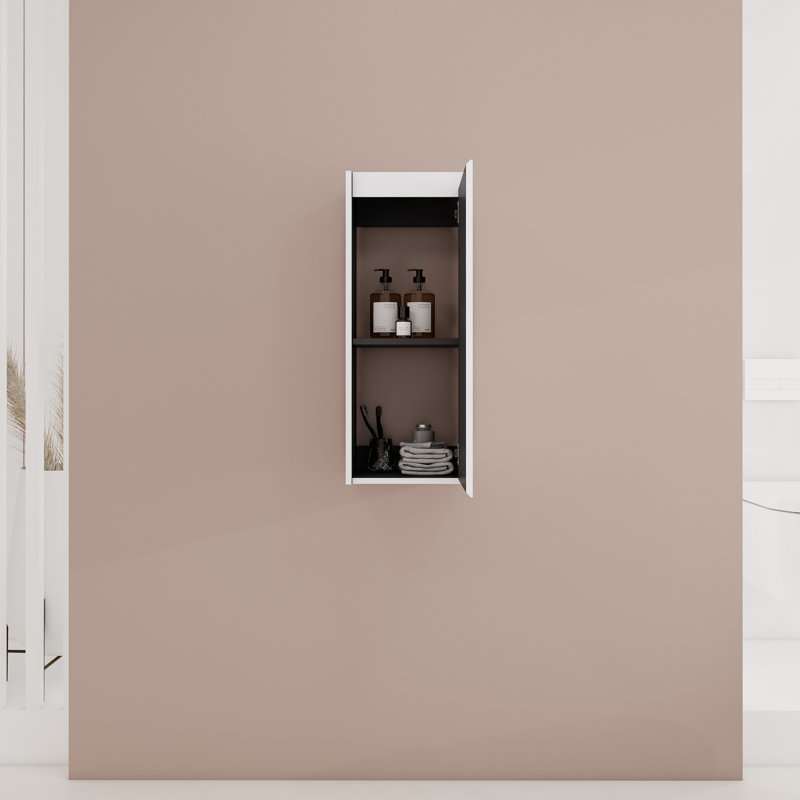 Armoire latérale de salle de bain 12 po, portes à fermeture douce, conception à fixation flottante, Blanc