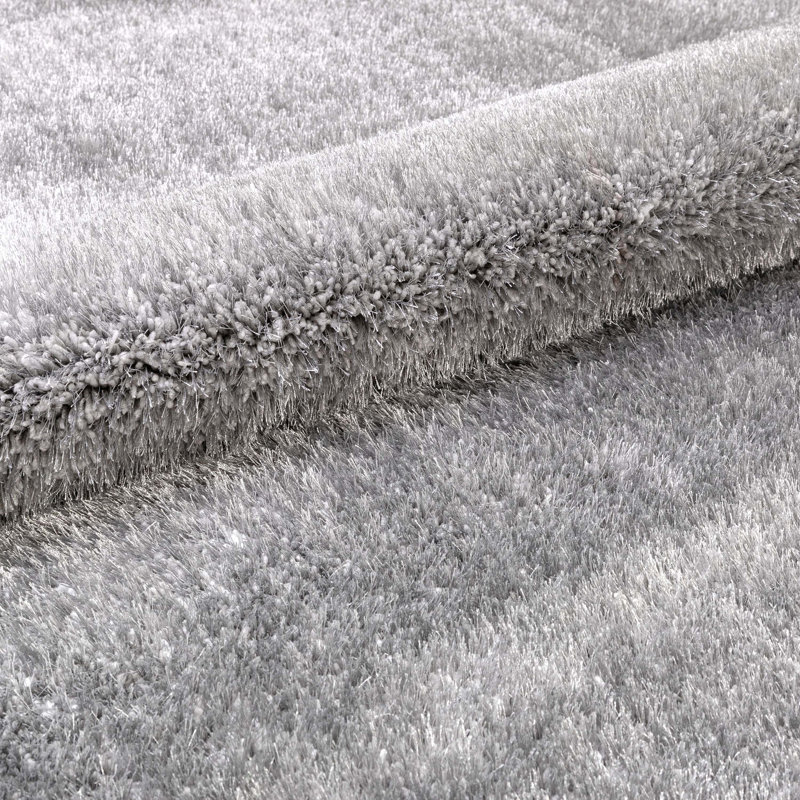 Mcclain Silver/Grey Shag Soft Area Rug, Rectangle 9'3" x 12'6"