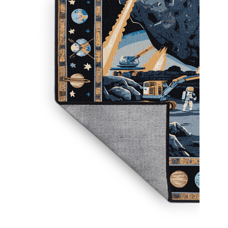 Machine Washable Space Grey Area Rug, Rectangulaire 3 pi x 5 pi