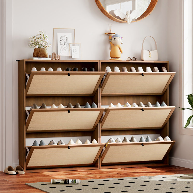 24 Pair Shoe Storage Cabinet, Walnut