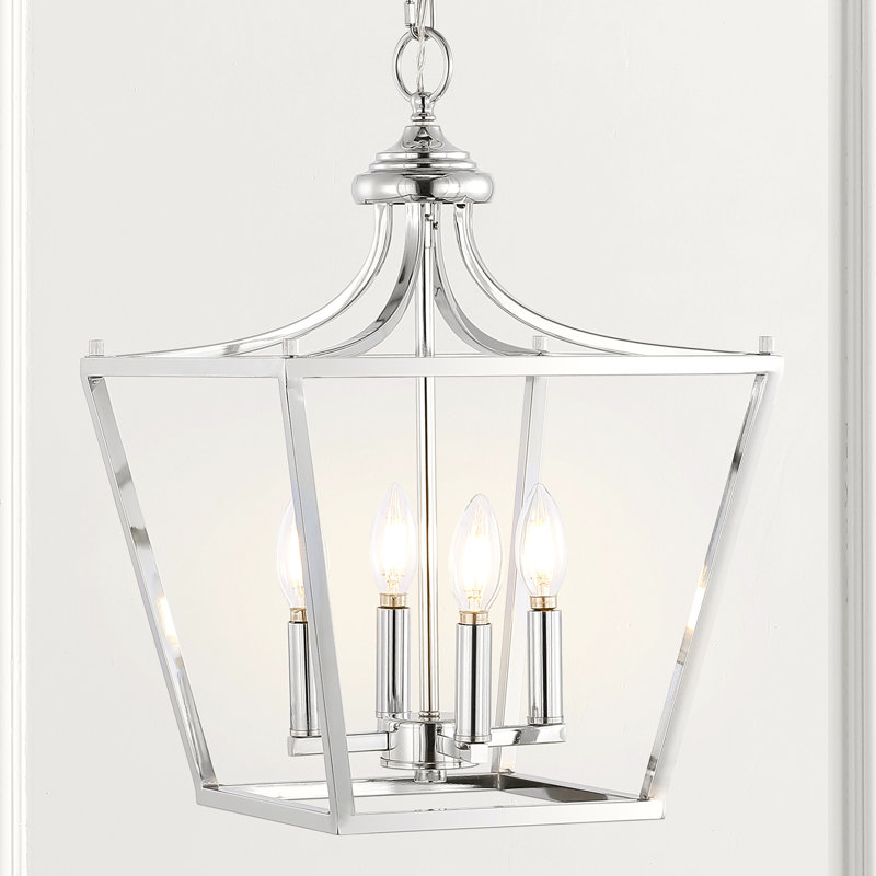 Luminaire suspendu géométrique 4 lumières Areyanna, Chrome