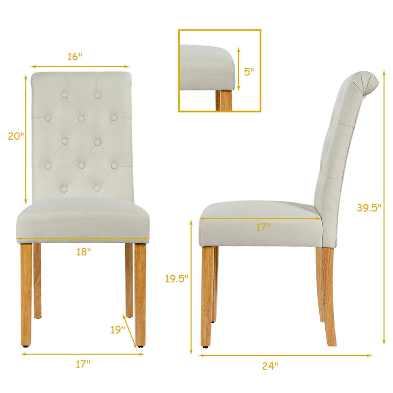 Chaise d'appoint capitonnée en lin, Beige, Naturel