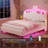 Twin Size Bed Frame With Storage Headboard,Princess Velvet Upholstered Platform Bed Twin With Led Lights & Charging Station,Bow Accent, No Box Spring Needed-1984963497-1984963494