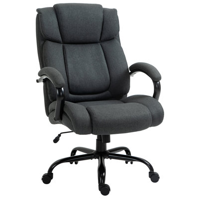 Vinsetto High Back Big And Tall Executive Office Chair 484Lbs With Wide Seat, Computer Desk Chair With Linen Fabric, Adjustable Height, Swivel Wheels, -  Hokku Designs, 3E7BAC620C4D4DA69DB367BE61D670AE