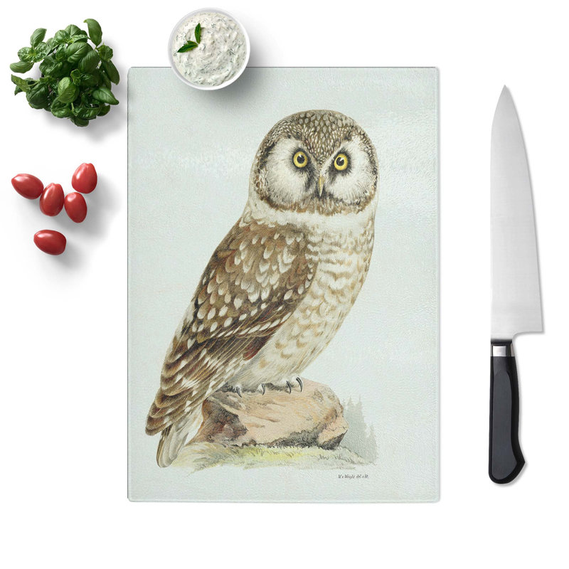 Tempered Glass Boreal Owl by Von Wright Chopping Board, 28.5cm W x 20cm L