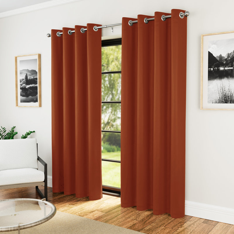Room Darkening Curtain Pair, Orange, 229 W x 229 D cm